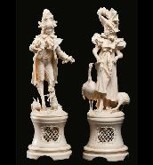 18th century German carved ivory figures of a lady and gentleman