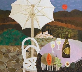 mary fedden white Mary Fedden, The White Umbrella , signed, oil on canvas, 91 x 101 cms. Sold Nov 2007 for £48,000 ( estimte 30-50,000)umbrella