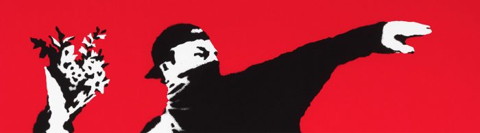 banksy love is in the air banner
