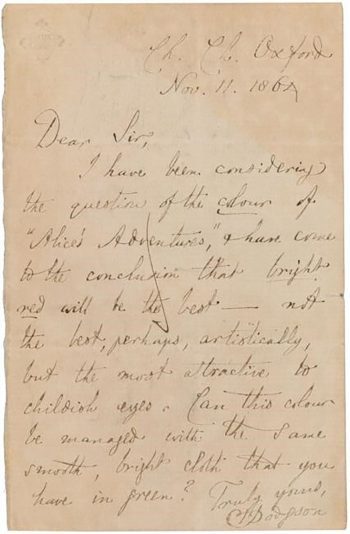 letter from Charles Dodgson to Alexander Macmillan