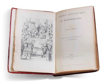 Frontispiece and title to the second edition of Alice in Wonderland