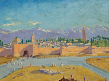 Image of painting by Winston Churchill, Tower of the Koutoubia Mosque.
