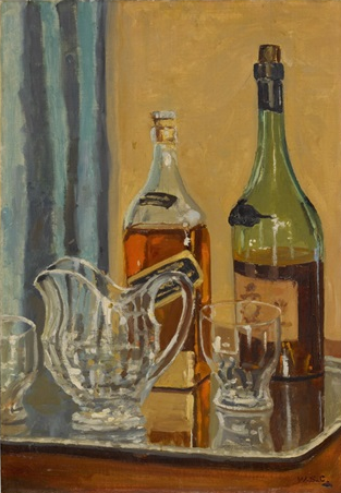 Image of painting by Winston Churchill, JUG WITH BOTTLES
