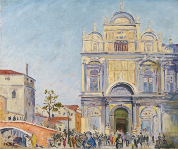 Image of painting by Winston Churchill, THE SCUOLA DI SAN MARCO VENICE