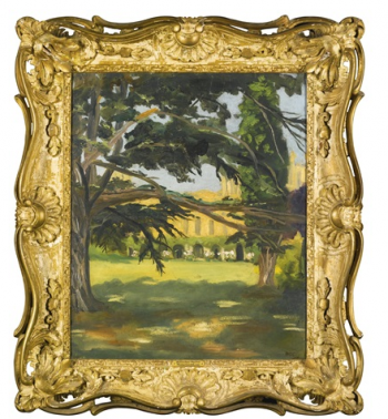 Image of painting by Winston Churchill, View of Blenheim Palace through the branches of a cedar