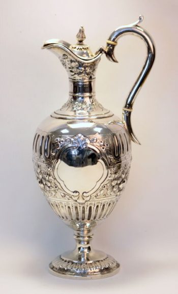 Image of a silver claret jug